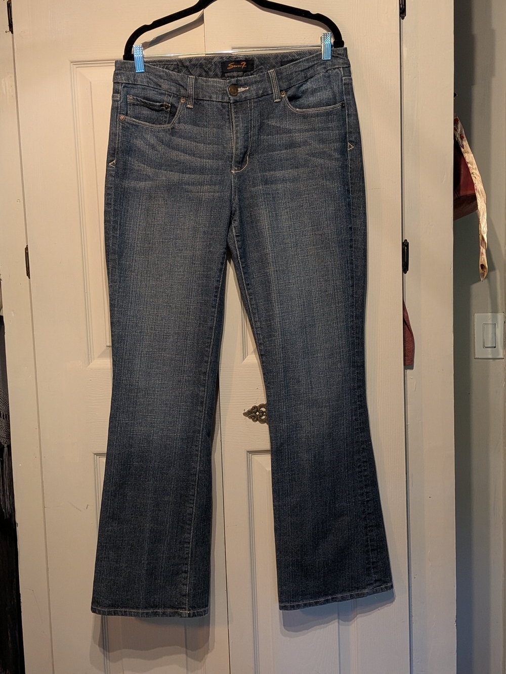 7 For All Mankind Dark Wash Flare Jeans | Signature Back Pocket Stitching